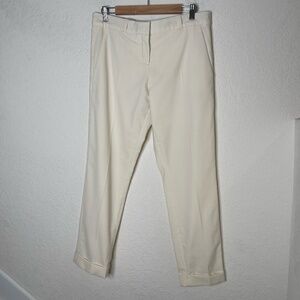 Maje Paris Wool Blend Womens Trousers Size 40 Ivory Tailored Cuffed Ankle